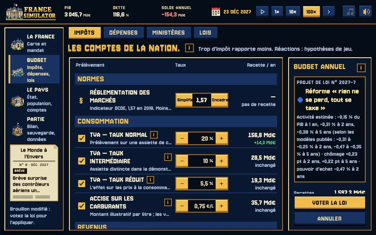 Drafting a law in the parliament screen.