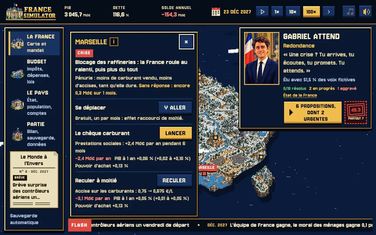 A crisis escalating on the map of France.