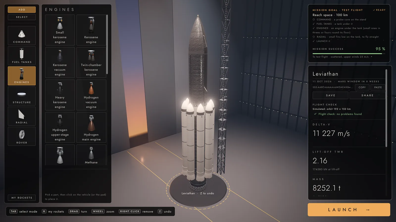 The High Bay rocket builder in SpaceSim: Pale Blue Dot