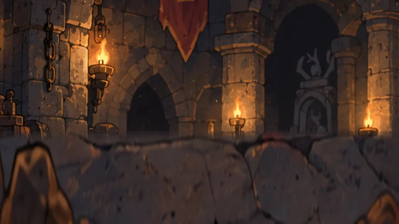 A battle between the mimic and an adventurer.