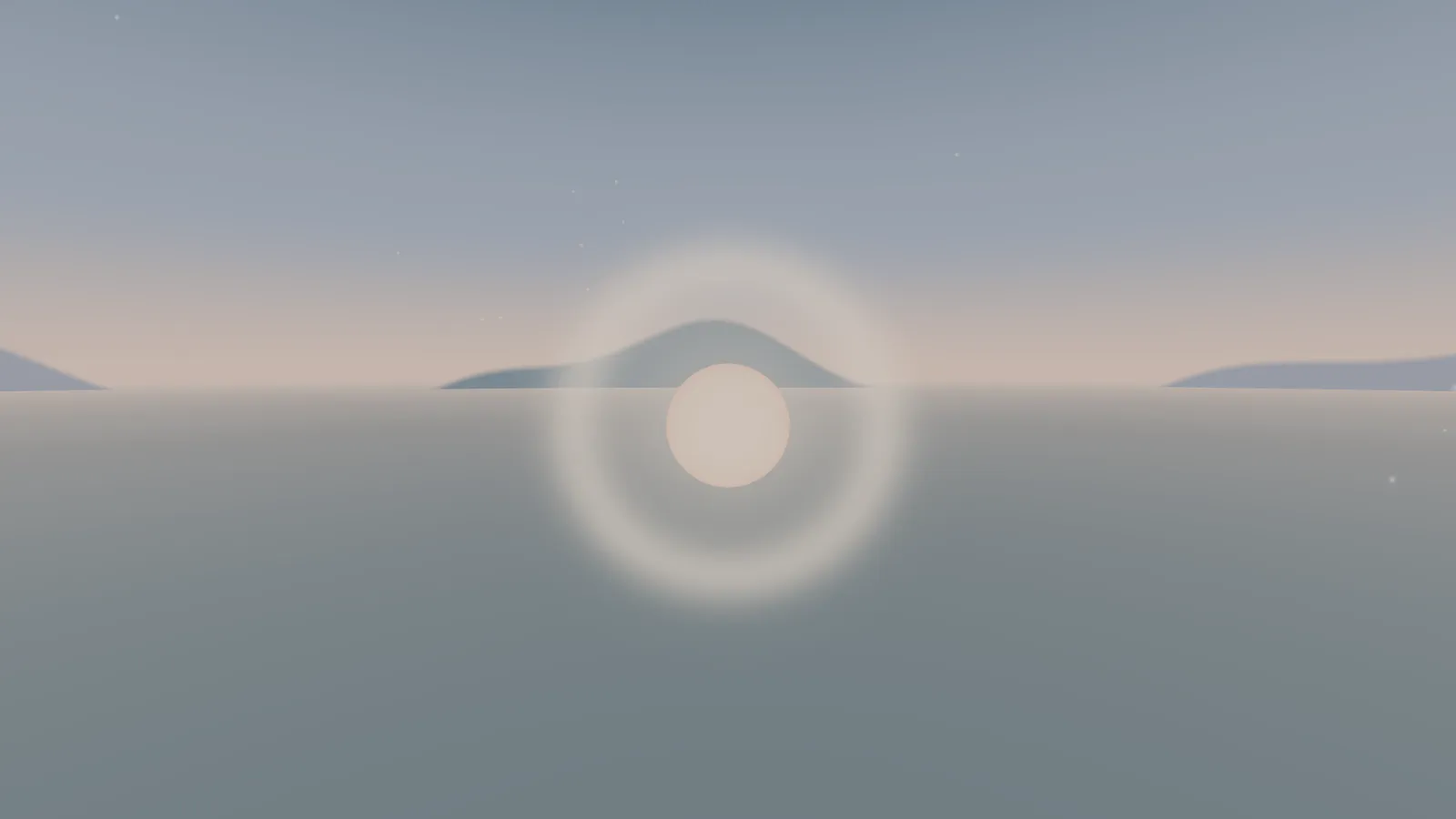 The safe place: still water and a soft light, one gesture away.